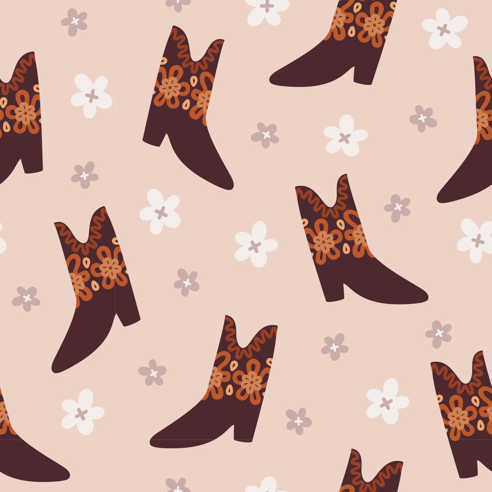 Cowboy boho boots pattern vector