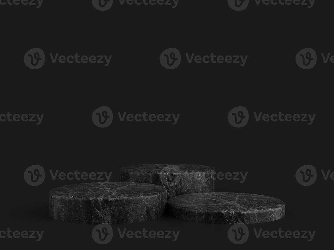 Minimalist simple marble cylinder podium or pedestal display with dark color background for product presentation. 3d rendering photo