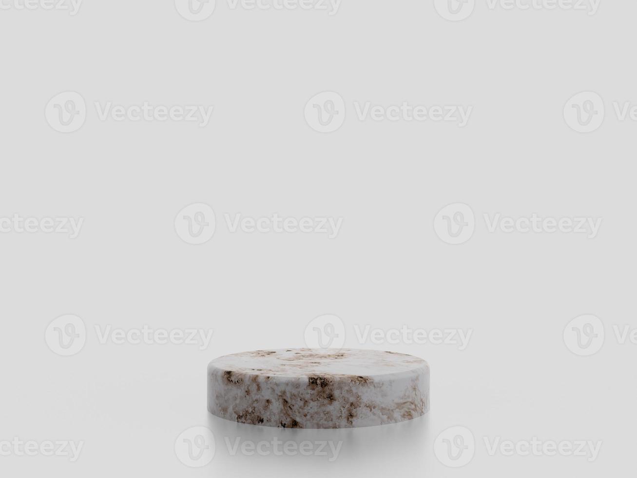 Minimalist simple marble cylinder podium or pedestal display with white color background for product presentation. 3d rendering photo