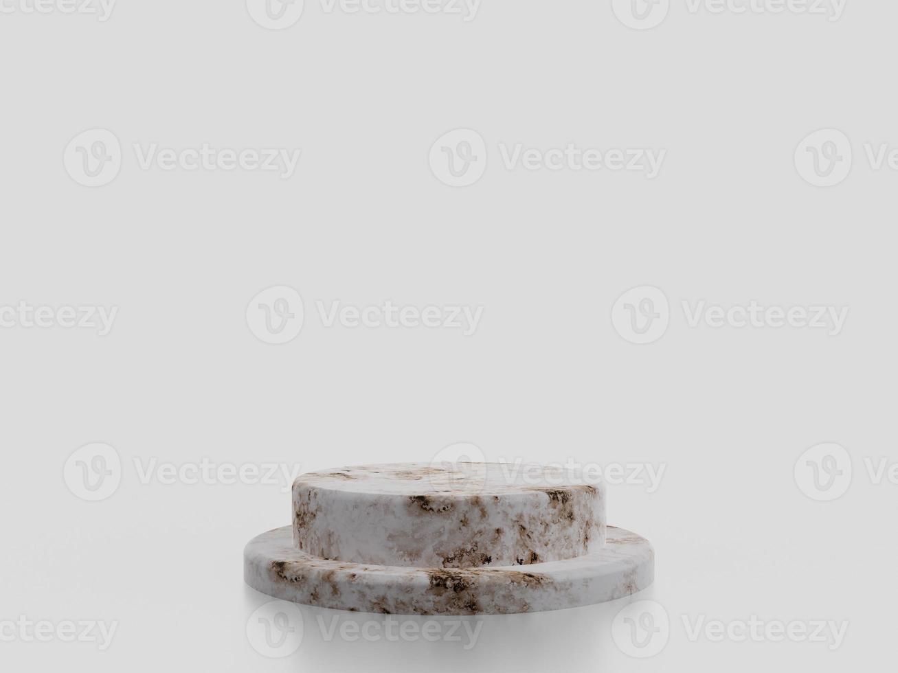Minimalist simple marble cylinder podium or pedestal display with white color background for product presentation. 3d rendering photo