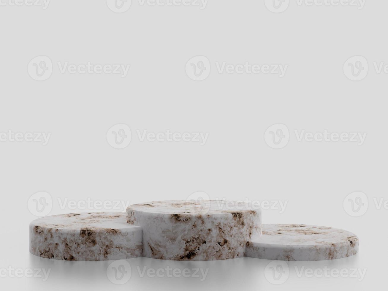 Minimalist simple marble cylinder podium or pedestal display with white color background for product presentation. 3d rendering photo