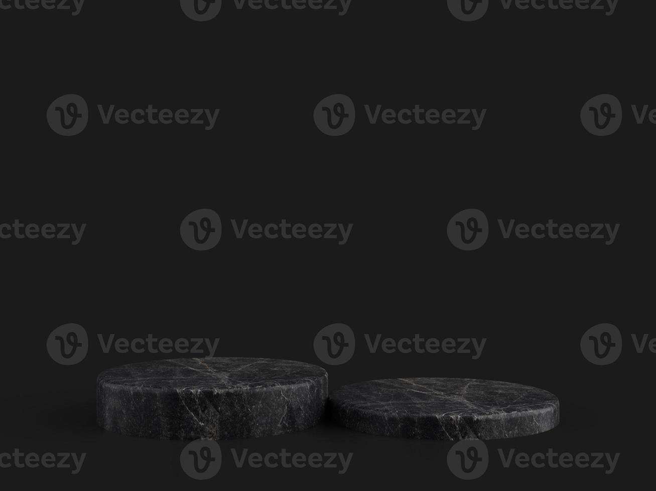 Minimalist simple marble cylinder podium or pedestal display with dark color background for product presentation. 3d rendering photo