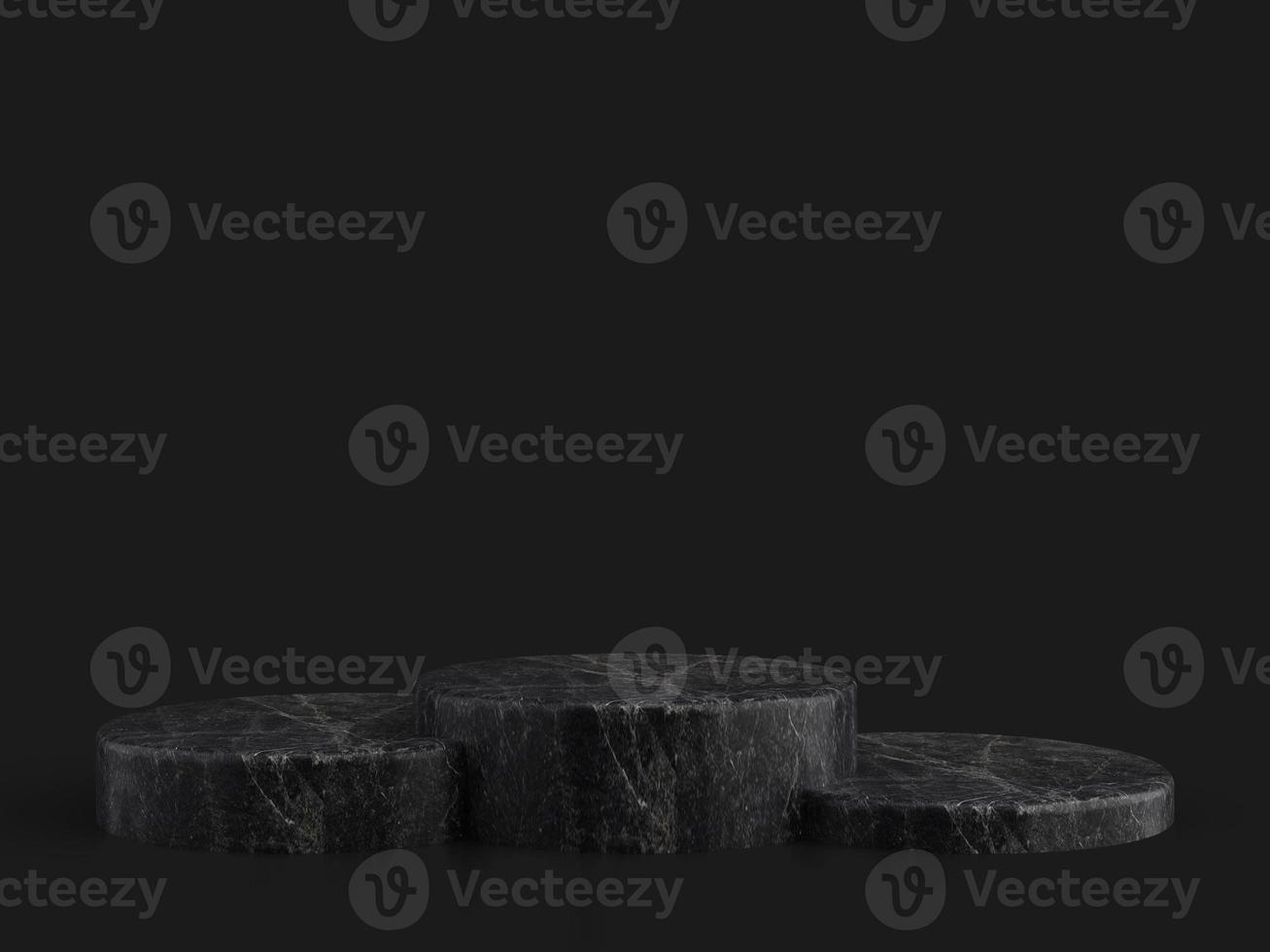 Minimalist simple marble cylinder podium or pedestal display with dark color background for product presentation. 3d rendering photo