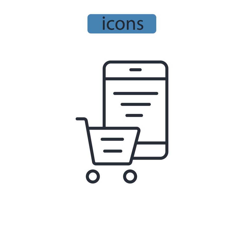 Los iconos de comercio electrónico simbolizan los elementos vectoriales para la web infográfica. vector