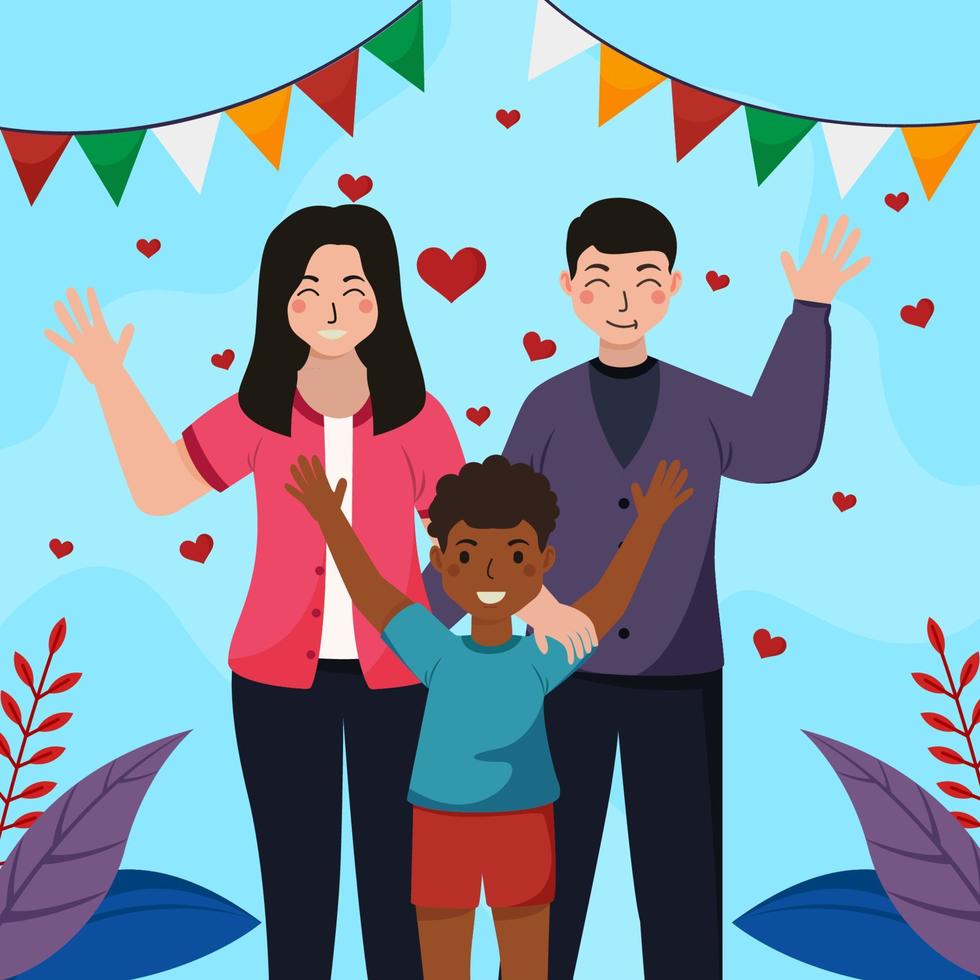 Happy Adoption Interracial Family vector