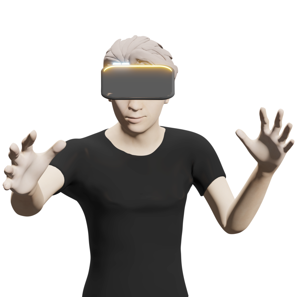 demi-homme png portant un casque vr portrait utilisateur humain avatar de médias sociaux dans le monde métaverse