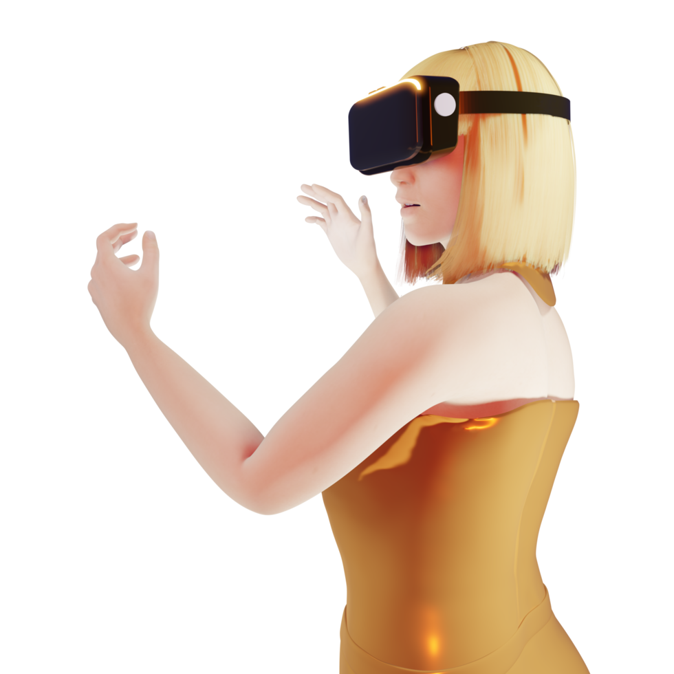 mulher metade do corpo png usando fone de ouvido vr retrato avatar de mídia social do usuário humano no mundo do metaverso