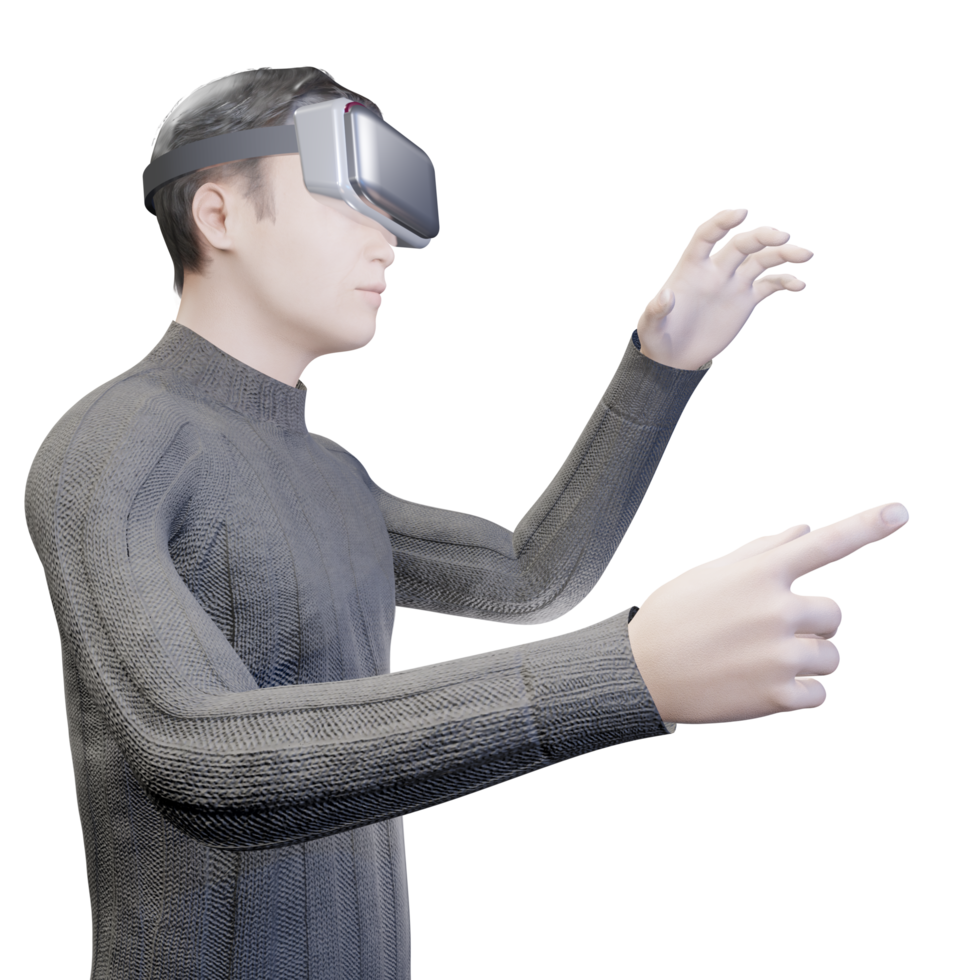 halv man png bär vr headset porträtt mänsklig användare sociala medier avatar i metaverse värld