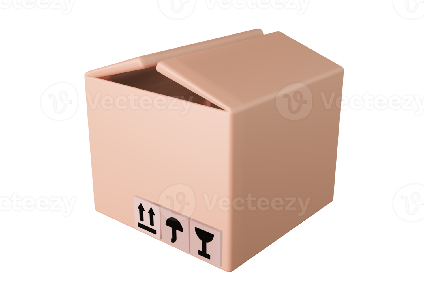 Open cardboard boxes 3D illustration delivery packing  and transportation shiping logistics storage png