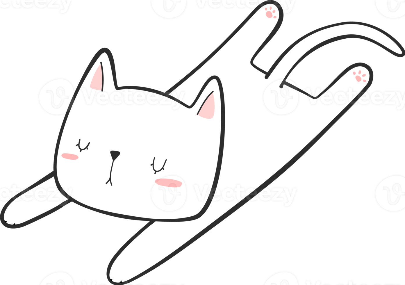 Cute Kitty Cat Laying Down Cartoon Element png