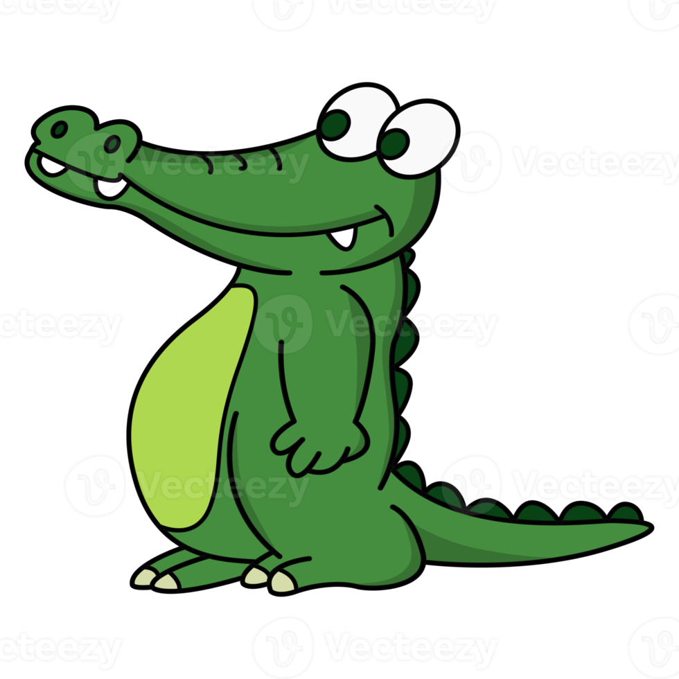design de desenho animado para colorir crocodilo em fundo transparente png