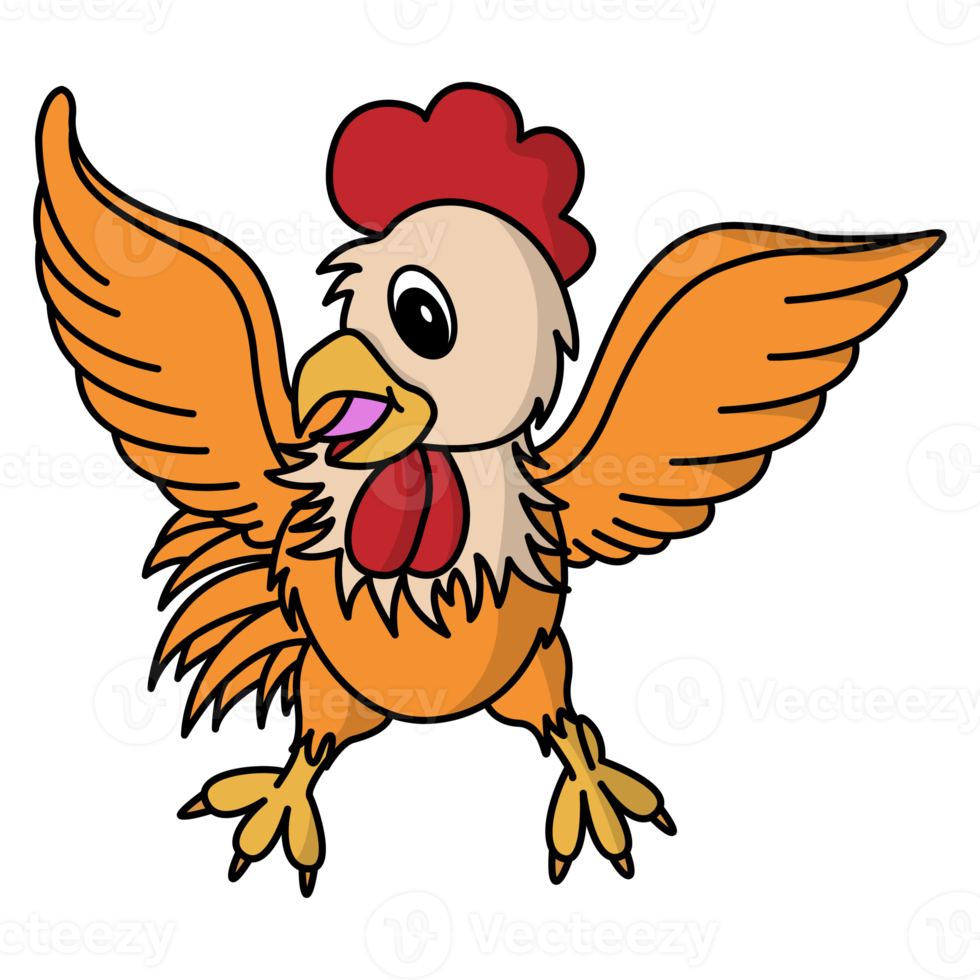 Chicken coloring cartoon design on transparent background png