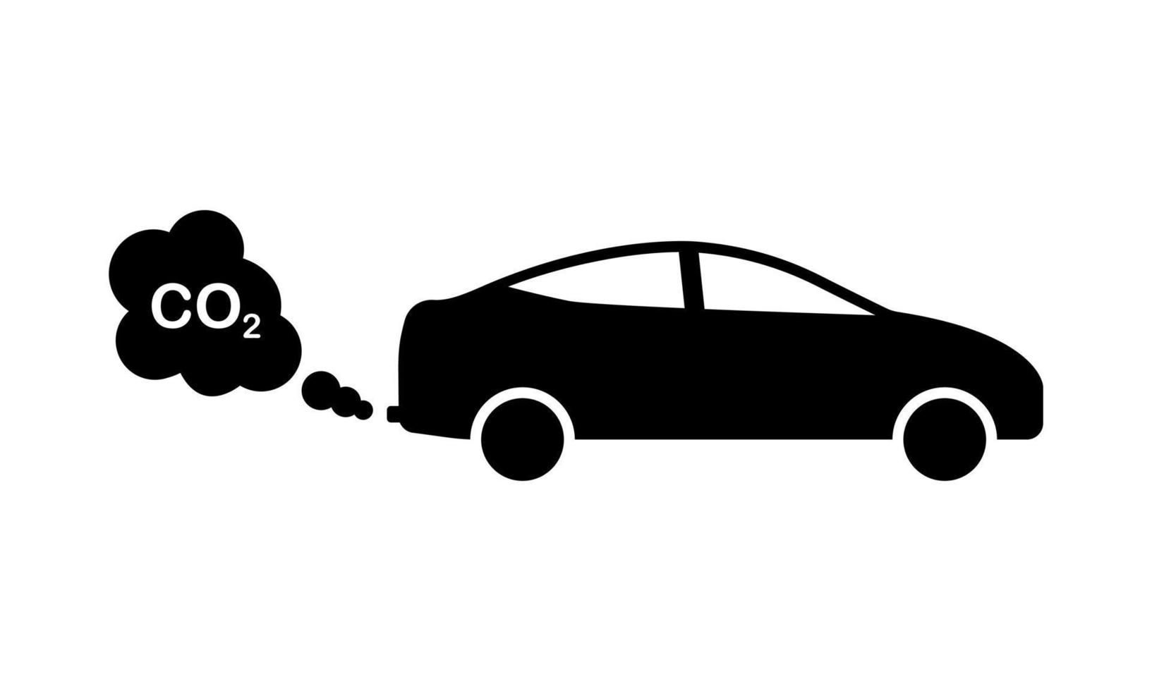 icono de silueta negra de co2 de escape de coche. transporte vehículo tubería humo gas contaminación emisión glifo pictograma. símbolo de dióxido de aire de smog de coche. conservación del medio ambiente climático. ilustración vectorial aislada. vector