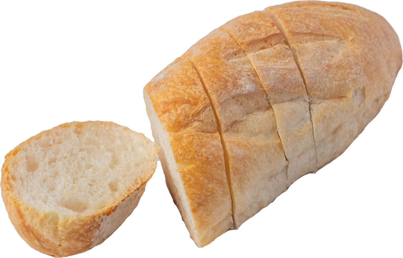 cutout baquette bread on transparent background. png