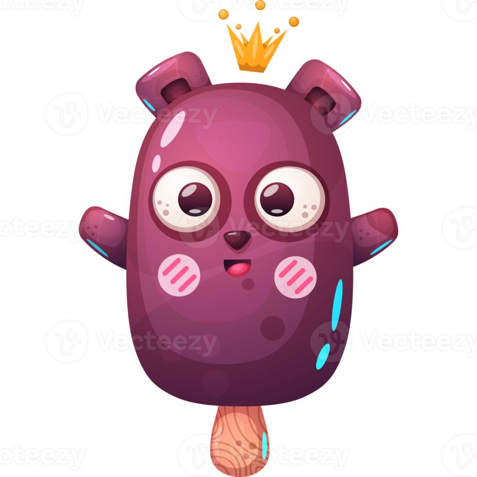 Cute cartoon character with crown png
