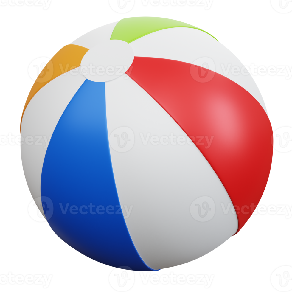 pelota de playa de renderizado 3d aislada png