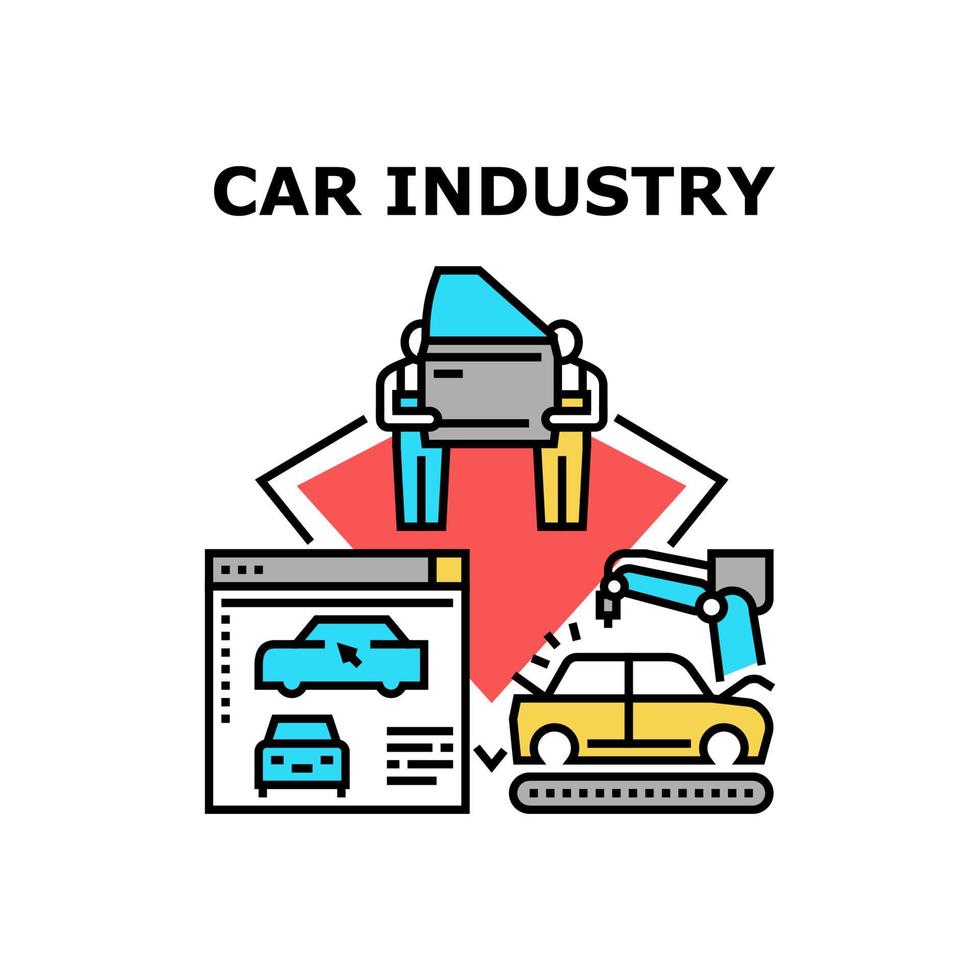 ilustración de color de concepto de vector de industria de automóvil