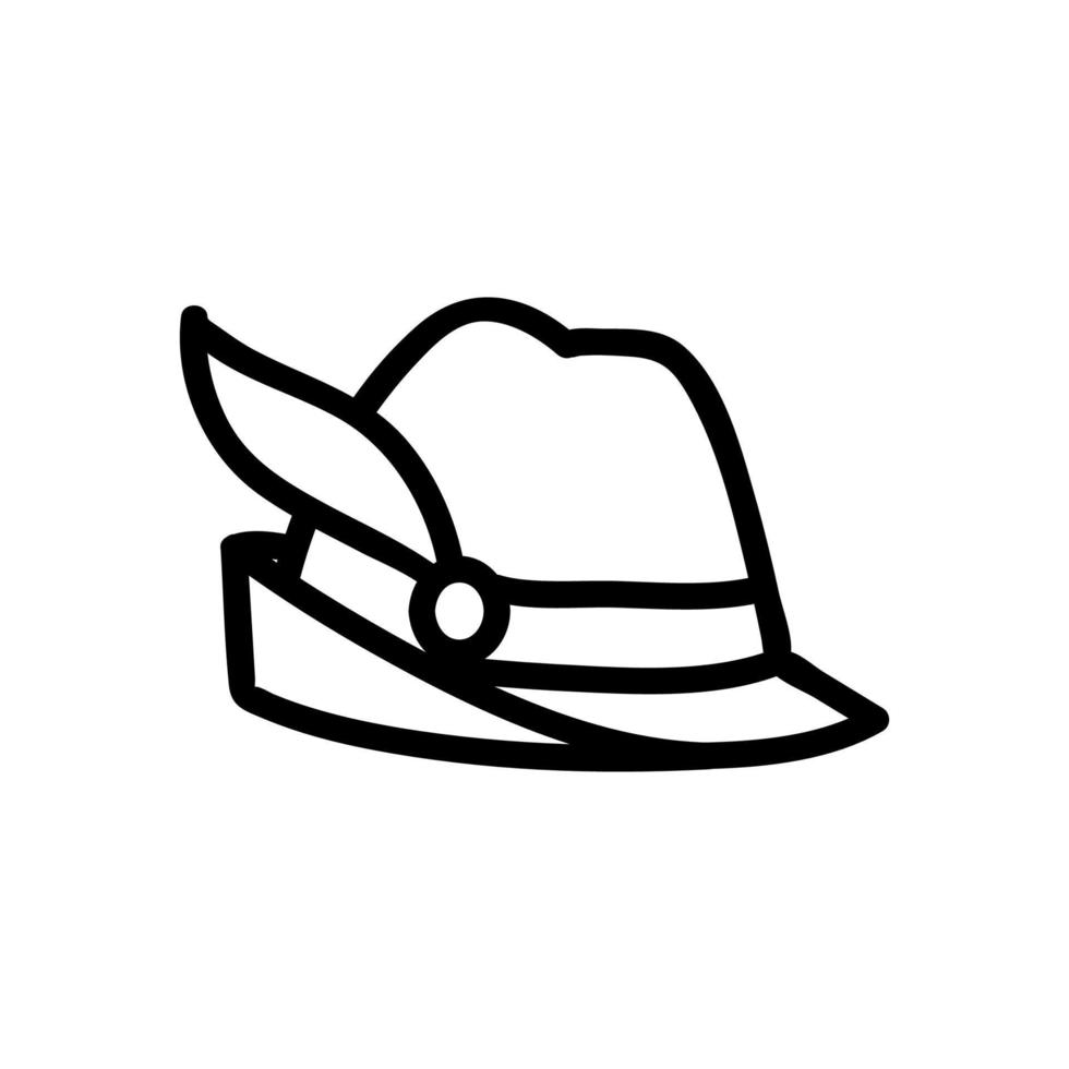 musket hat with feather icon vector outline illustration