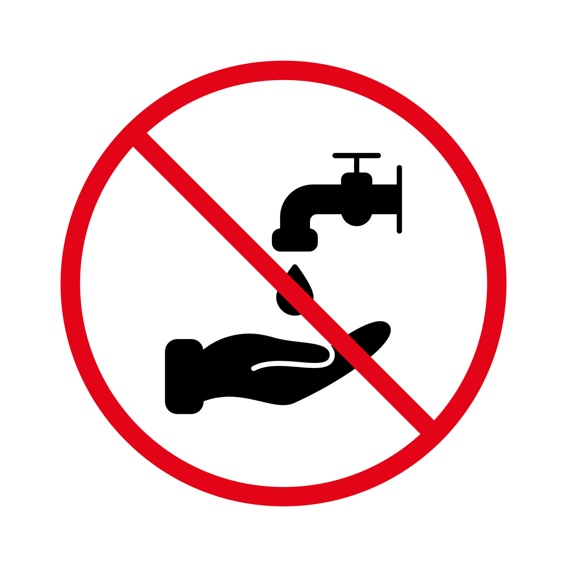 Prohibido beber agua no potable. no use el símbolo del círculo de