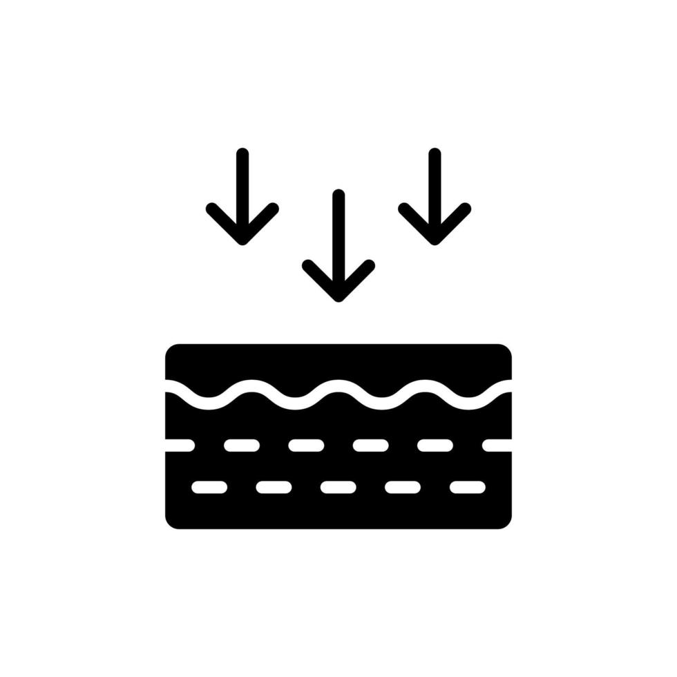 Skin Absorption Silhouette Icon. Penetration of UV Ray to Skin Black Pictogram. Arrow Down to Skin Layer Icon. Skin Nutrition Concept. Isolated Vector Illustration.