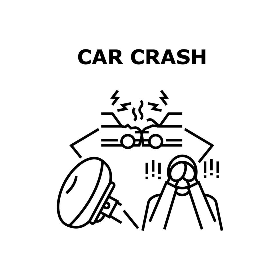 Car Crash Accident Concept Color Illustration vector