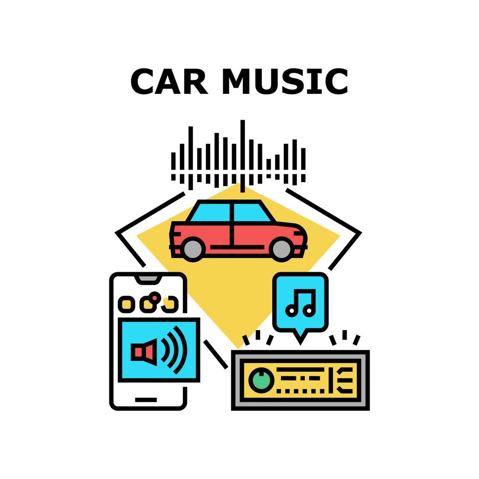 coche música electrónica concepto color ilustración vector