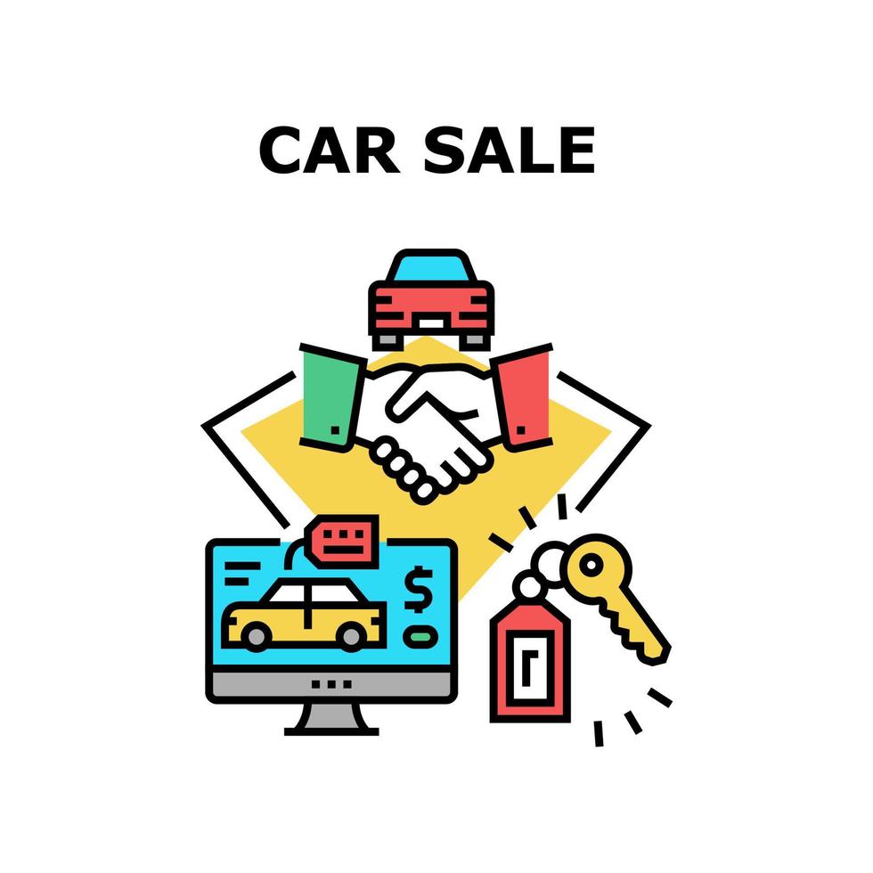 Ilustración de color de concepto de concesionario de venta de coches vector