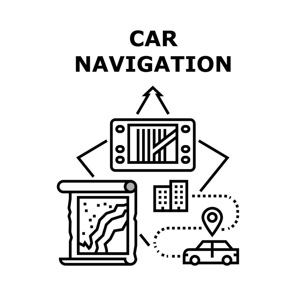 Ilustración de color de concepto de dispositivo de navegación de coche vector