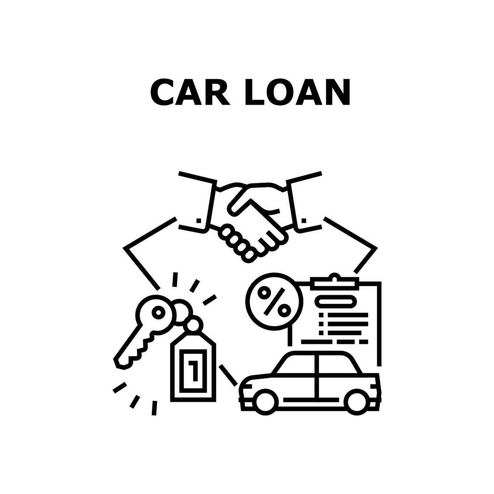 concepto de acuerdo de préstamo de coche ilustración negra vector