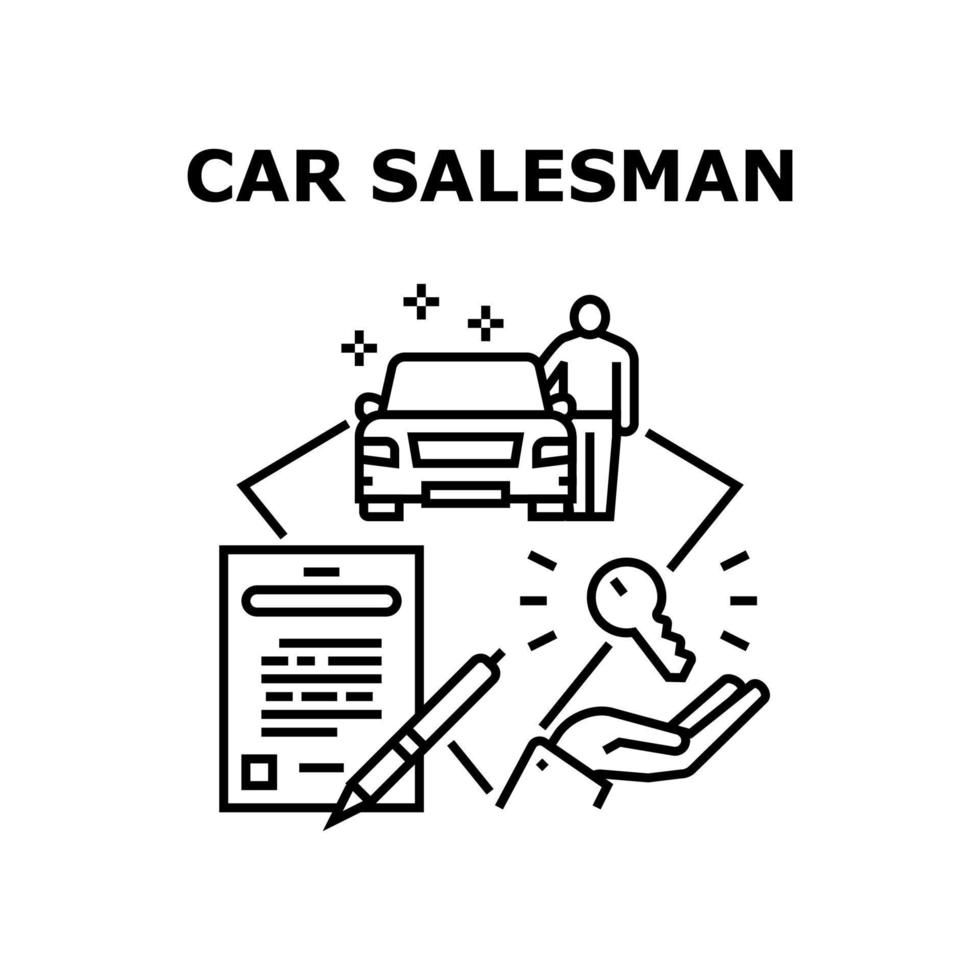 Car Salesman Vector Concept Black Illustration