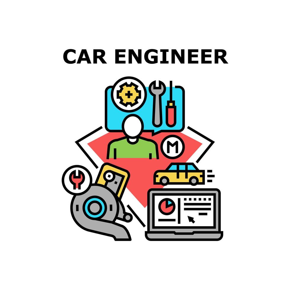 Car Engineer Vector Concept Color Illustration