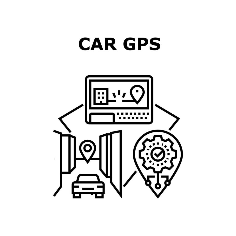 coche gps dispositivo vector concepto negro ilustración