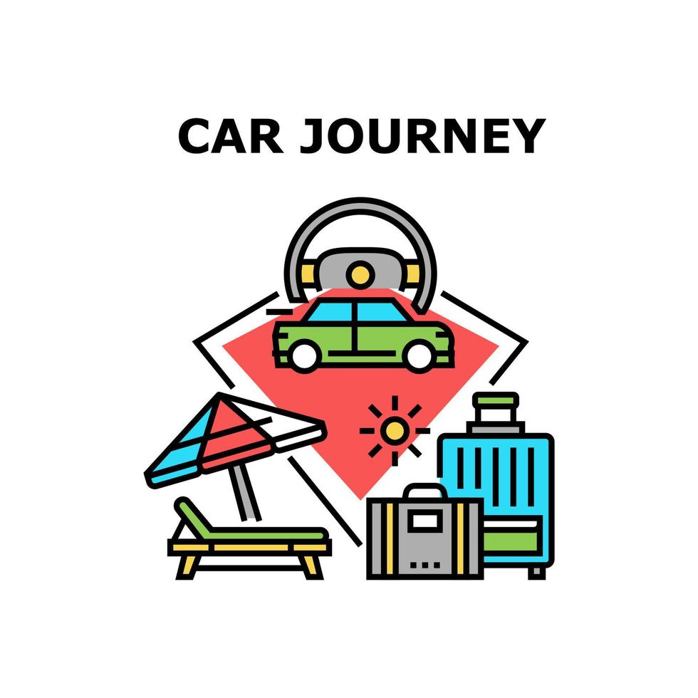 ilustración de color de concepto de vector de viaje en coche