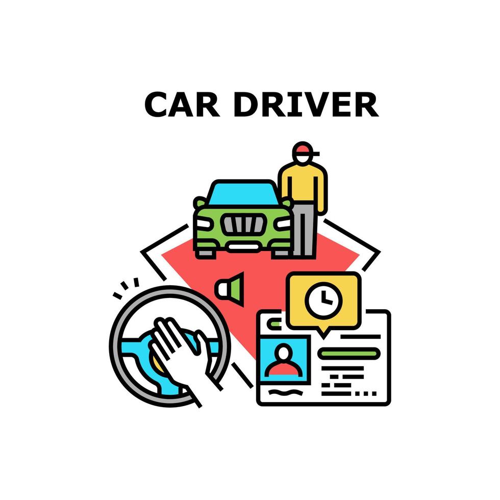 Auto Car Driver Vector Concept Color Illustration