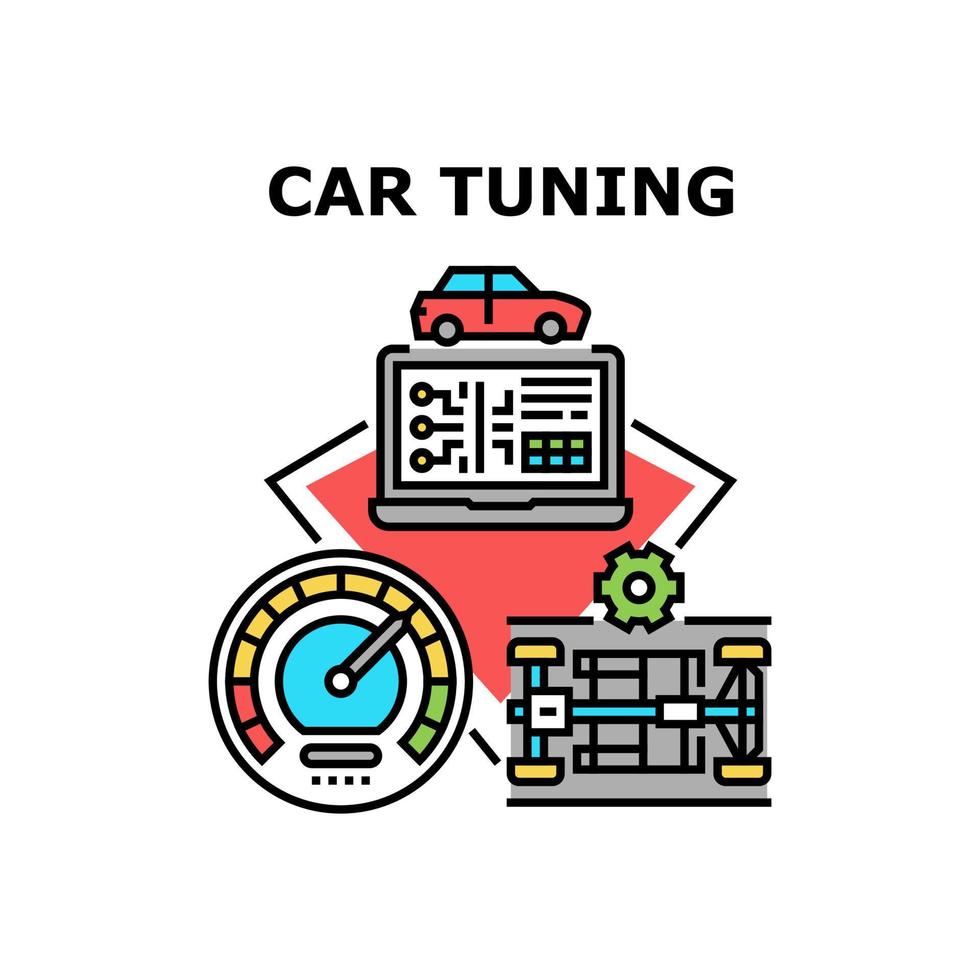 Ilustración de color de concepto de mejora de tuning de coche vector