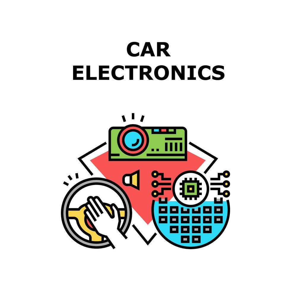 Car Electronics Vector Concept Color Illustration