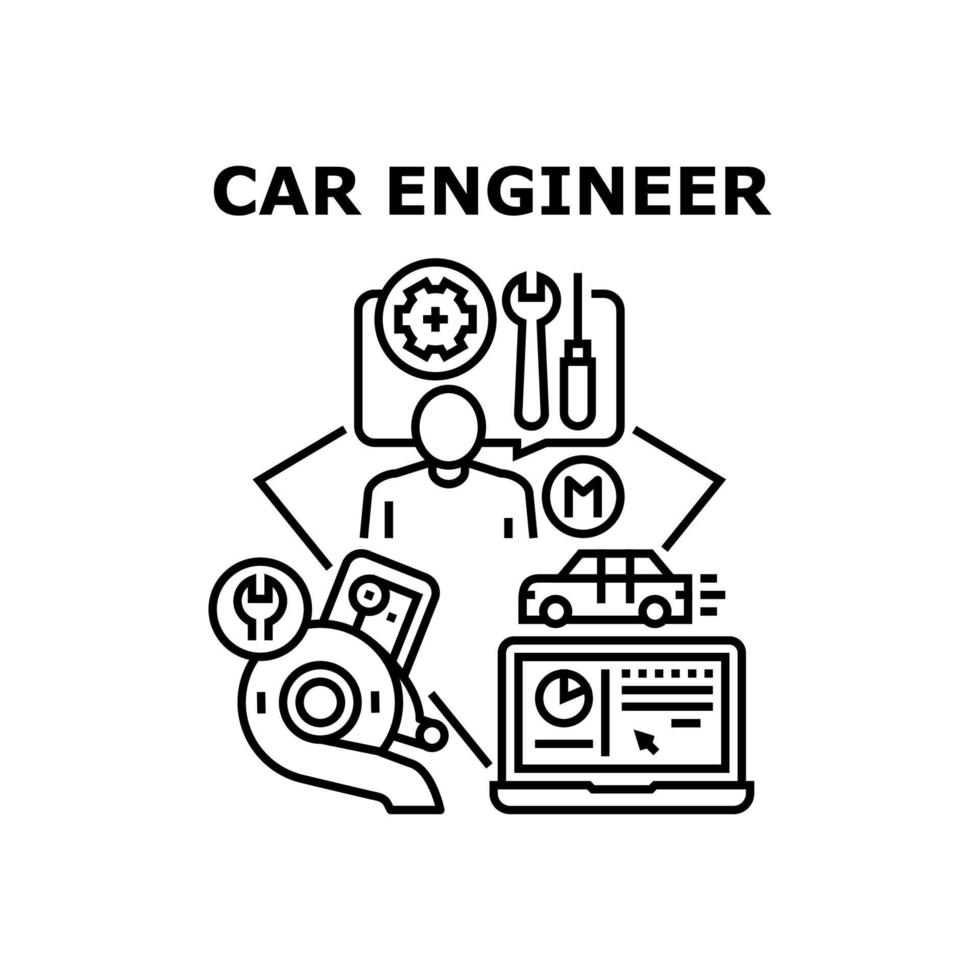 Car Engineer Vector Concept Black Illustration