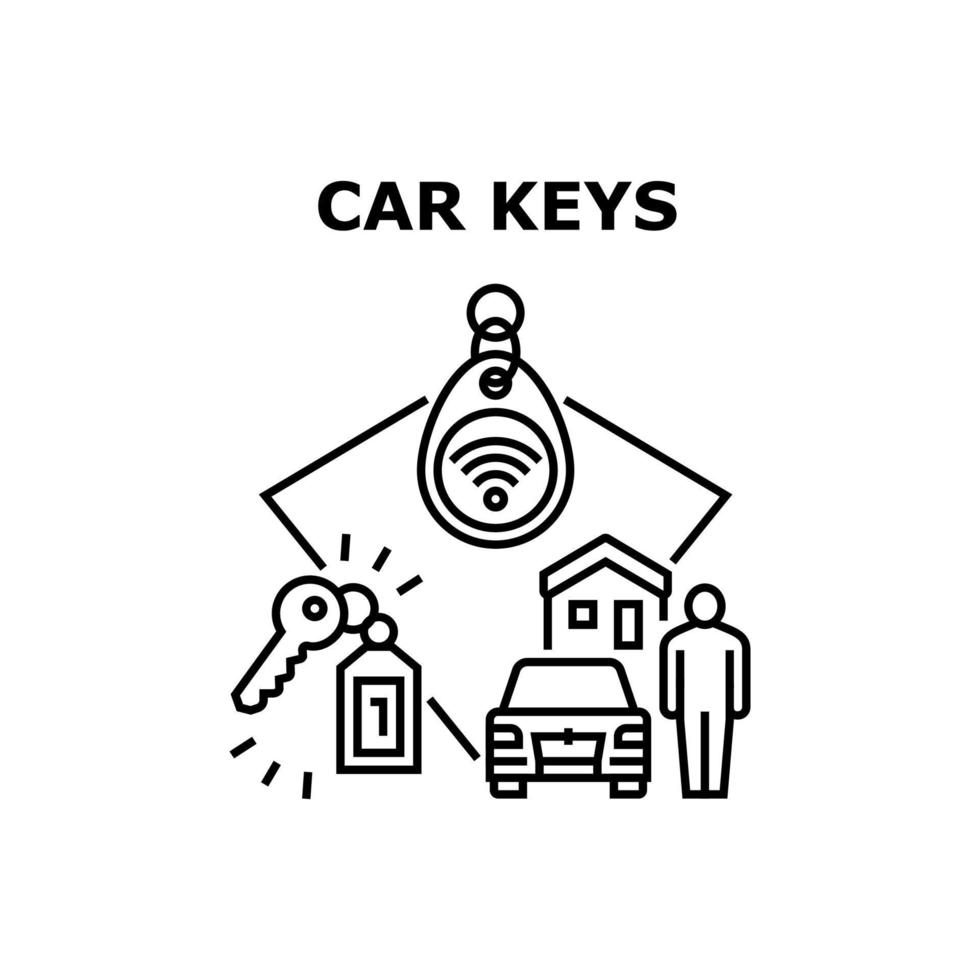 Car Keys Trinket Vector Concept Black Illustration