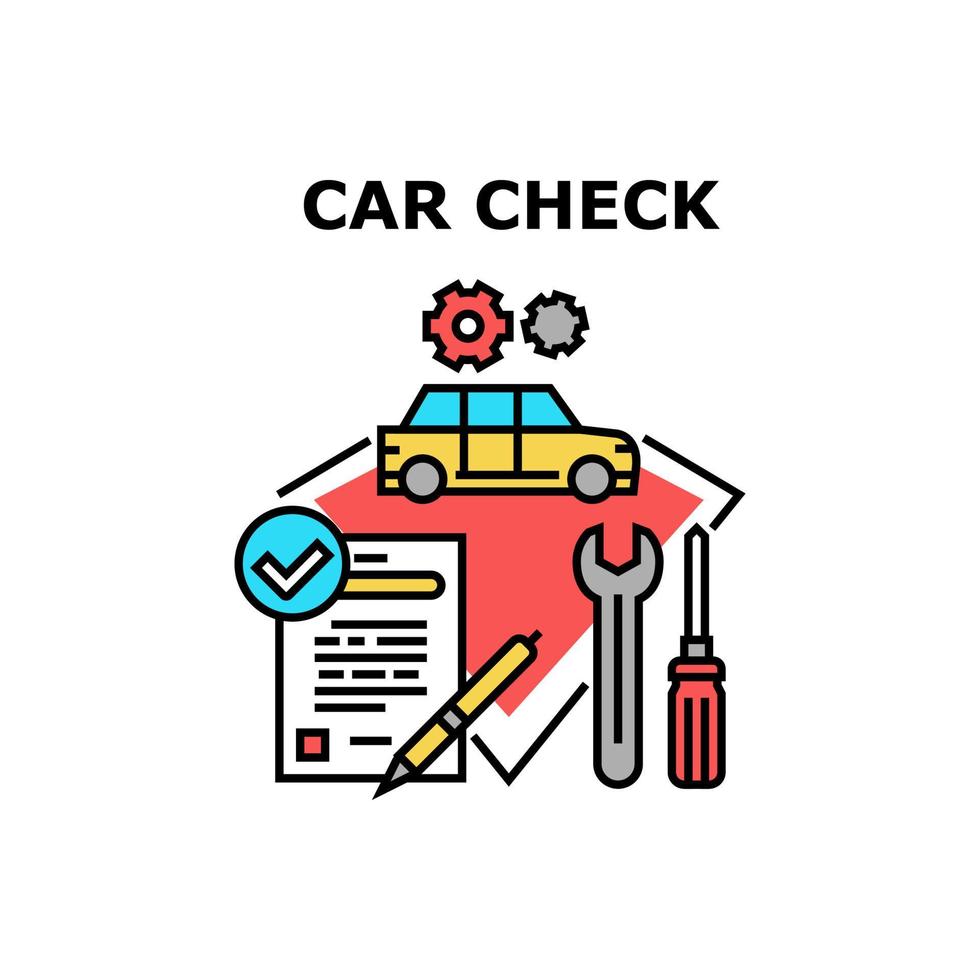 Car Check Tool Vector Concept Color Illustration