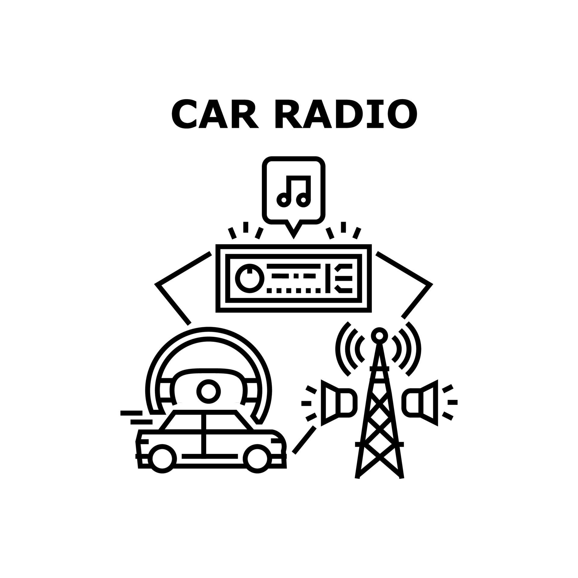 Car Radio Device Vector Concept Black Illustration 9974821 Vector Art