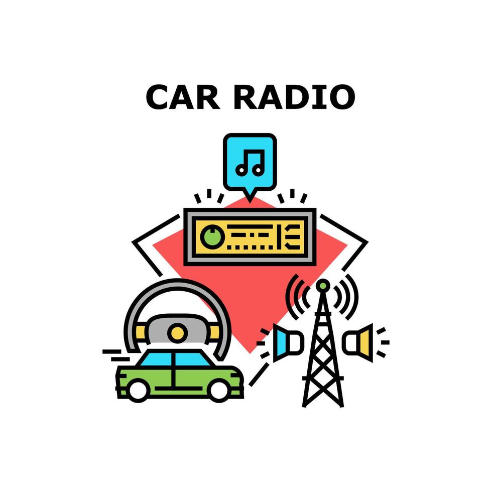 Car Radio Device Vector Concept Color Illustration