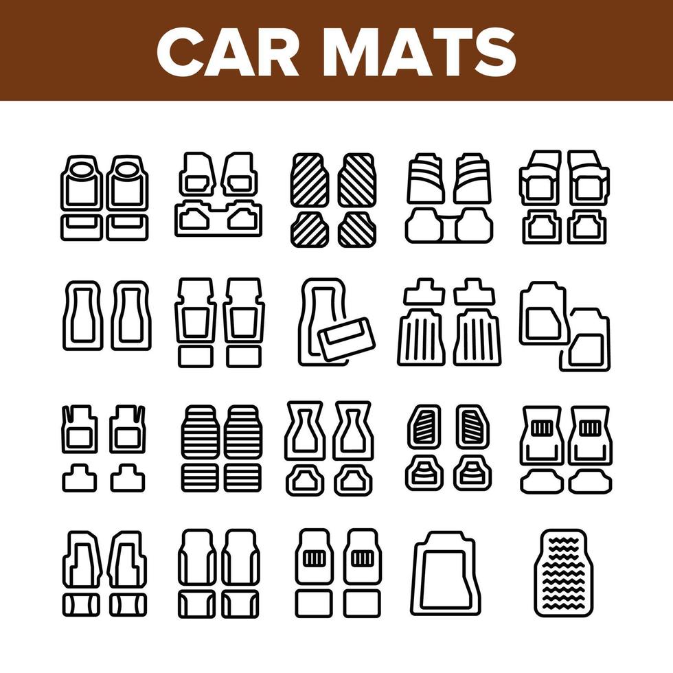 conjunto de iconos de colección de alfombras de piso de alfombrillas de coche vector