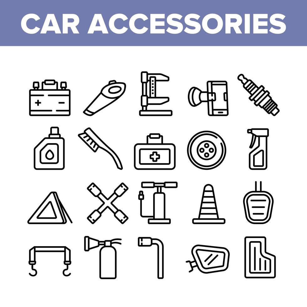 conjunto de iconos de colección de herramientas de accesorios de coche vector