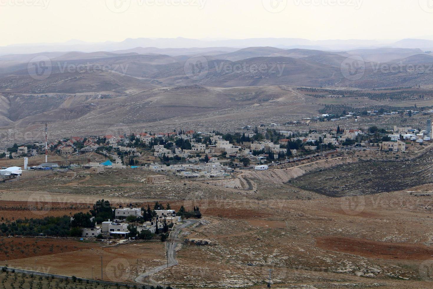 The Judean Desert in the Middle East in Israel. Since ancient times, this place has served as a refuge for hermits and rebels. photo