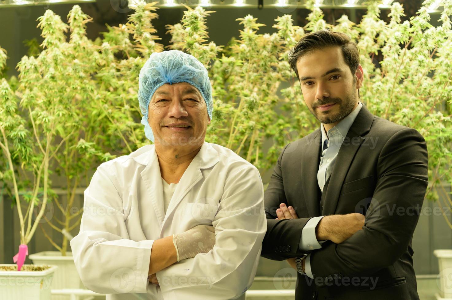 Portrait of a cannabis farm owner and scientist who runs a cannabis plantation. photo