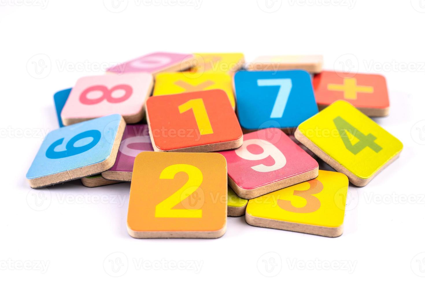 Math number colorful on white background, education study mathematics learning teach concept. photo