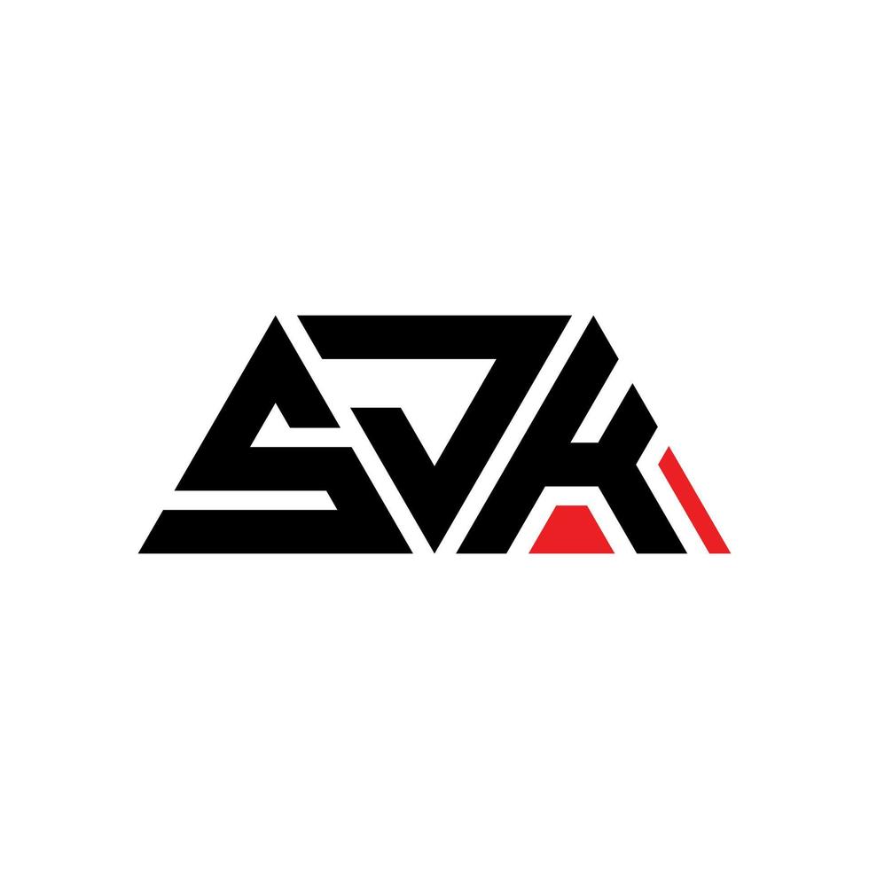 Diseño de logotipo de letra triangular sjk con forma de triángulo. monograma de diseño del logotipo del triángulo sjk. plantilla de logotipo de vector de triángulo sjk con color rojo. logotipo triangular sjk logotipo simple, elegante y lujoso. sjk