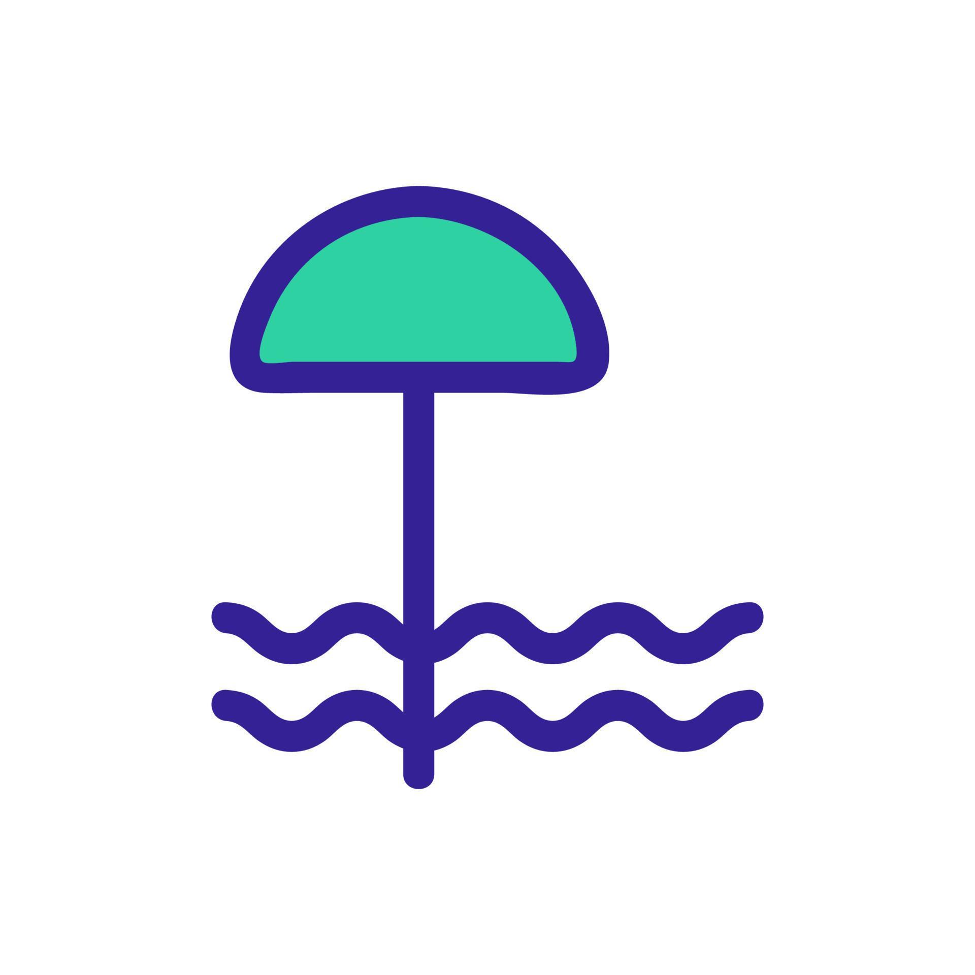 Beach umbrella icon vector. Isolated contour symbol illustration