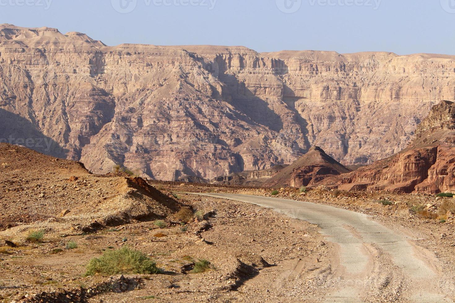 Highway in the Eilat Mountains in the Southern Negev, southern Israel. photo