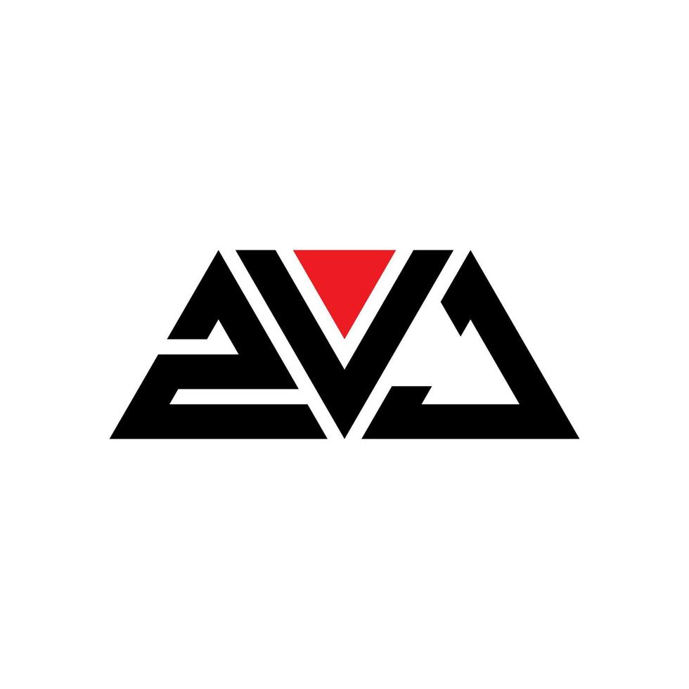 ZVJ triangle letter logo design with triangle shape. ZVJ triangle logo design monogram. ZVJ triangle vector logo template with red color. ZVJ triangular logo Simple, Elegant, and Luxurious Logo. ZVJ